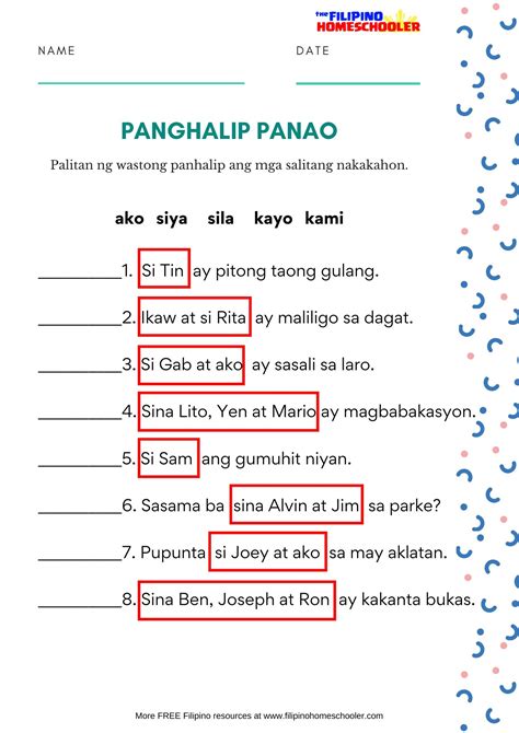 Free Panghalip Panao Worksheet Set 2 — The Filipino Homeschooler
