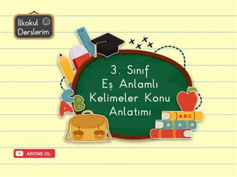 3. Sınıf Eş Anlamlı Kelimeler Konu Anlatımı - YouTube