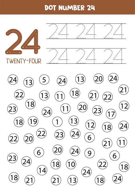Dot Or Color All Numbers 24 Educational Game 2170578 Vector Art At