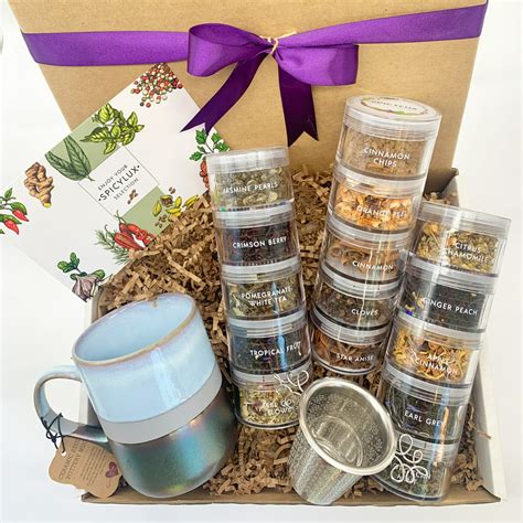Tea T Set Blue Mug Infuser And A Selection Of Herbal And Exotic