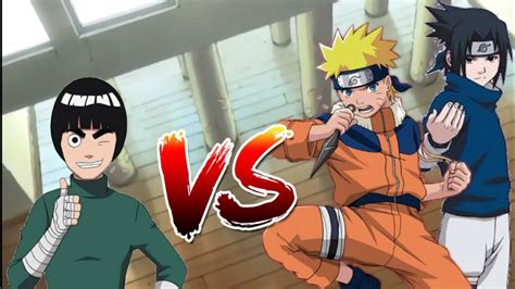 Rock Lee Vs Naruto E Sasuke Primeira Aparição De Guy No Anime