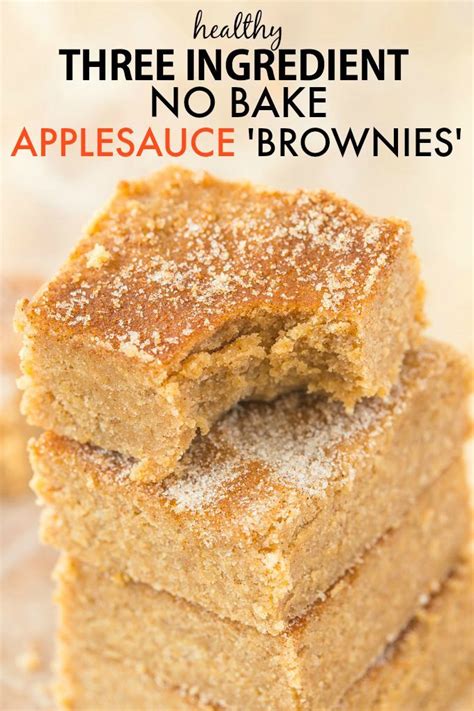Healthy 3 ingredient flourless applesauce brownies filed under: 3 Ingredient No Bake Applesauce Brownies (Paleo, Vegan ...