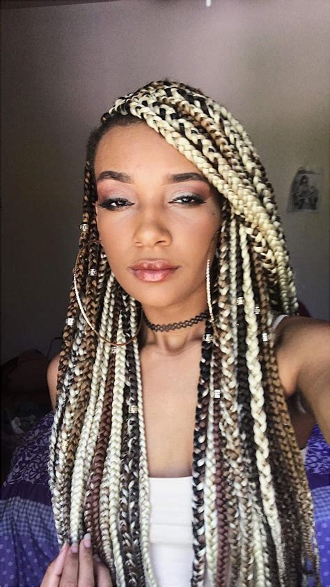 Hairstyle Braid Blonde Box Braids With A Side Cut Click For More