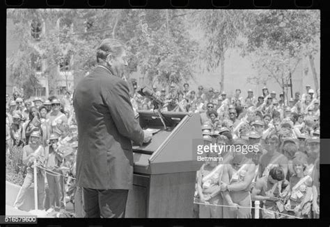 President Reagan Speaking To The American Olympians At Usc Before