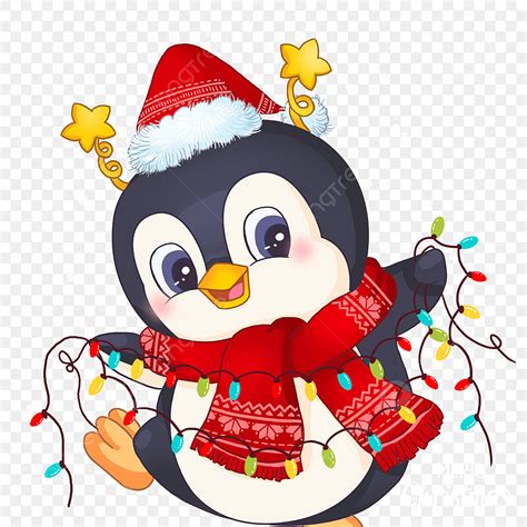 Pingüino Feliz Navidad Dibujado A Mano Png Dibujos Sombrero Pintado A