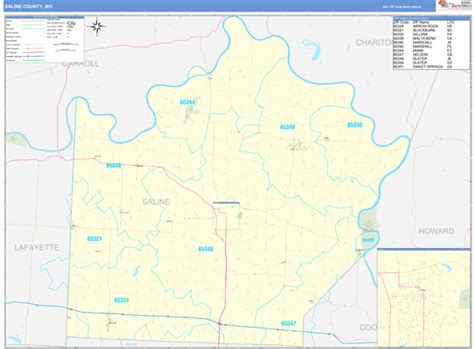 Saline County Mo Zip Code Wall Map Basic Style By Marketmaps