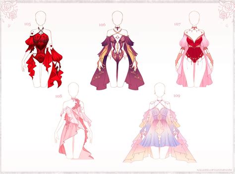 Closed Adoptable Outfits 105106107108109 By Nagashia On Deviantart