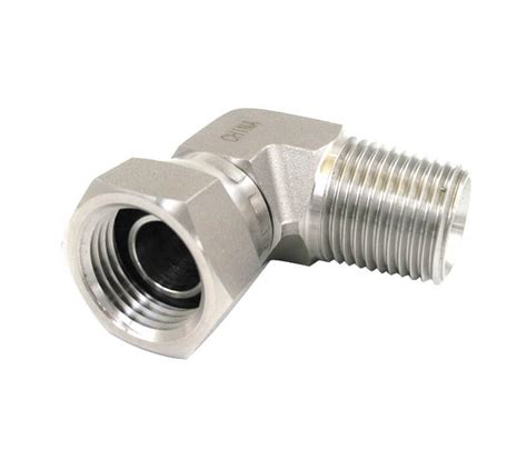 Stainless Steel Male Npt X Female Npsm Swivel 90 Elbow Qc Hydraulics