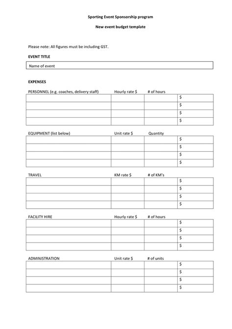 event budget template   documents   word  excel
