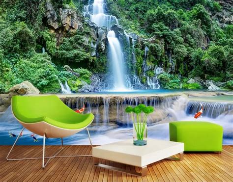 Custom 3d Wallpaper Living Room Waterfall Landscape 3d Mural Wall