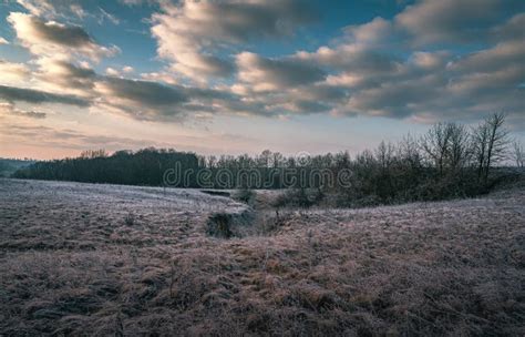 Winter Moring Among Fields Stock Photo Image Of Sunset 209076862