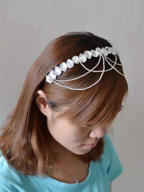 How To Make A Stunning Clear Beaded Headband With Rhinestone Chains For