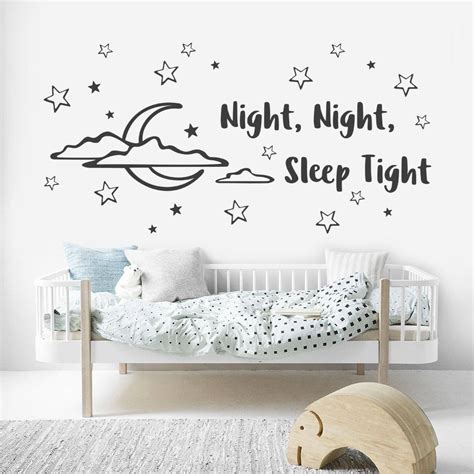 Good Night Wall Decal Baby Quotes Nursery Vinyl Wall Stickers Kids Room