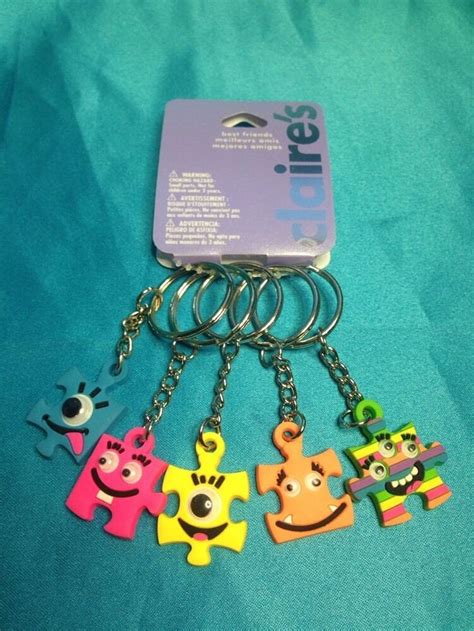 Five Claires Bff Best Friends Puzzle Piece With Face Googly Eyes Keychains New Ebay Puzzle
