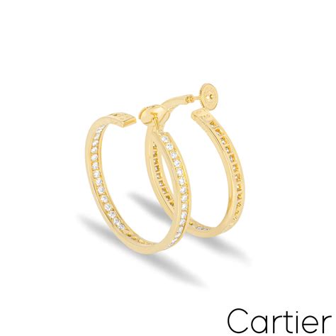 Cartier Yellow Gold Diamond Hoop Earrings Rich Diamonds