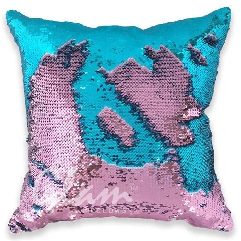 Rose Gold And Aqua Reversible Sequin Glam Pillow Glam Pillows Throw