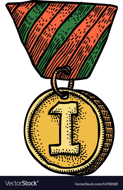 Cartoon Image Of First Place Medal Royalty Free Vector Image