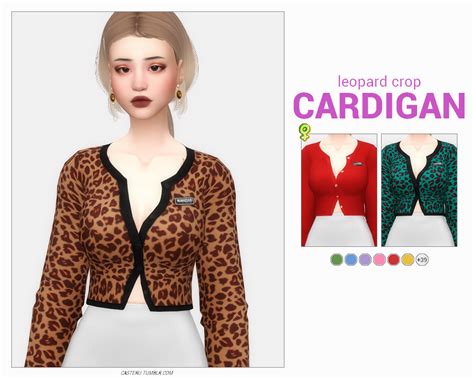 Leopard Crop Cardigan By Casteru S4cc Ts4cc Sims 4 Mods Clothes Sims