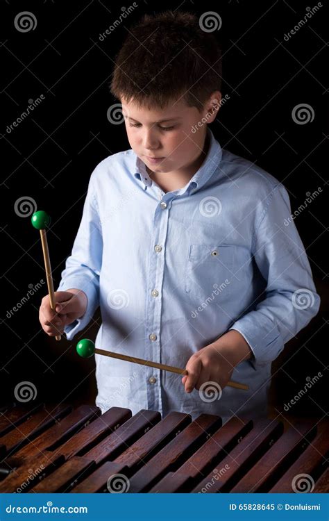Boy Playing On Xylophone Stock Image Image Of Musical 65828645
