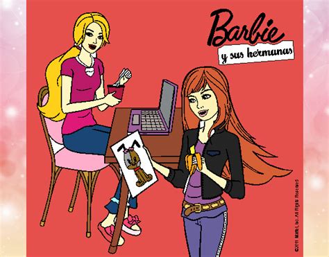 Dibujo De Barbie Y Su Hermana Merendando Pintado Por En Dibujos Net El D A A Las