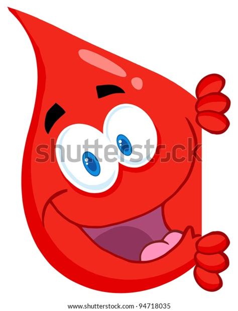 Happy Red Blood Drop Looking Around Stock Illustration 94718035