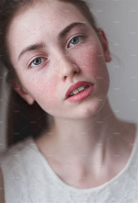 Beautiful Girl With Freckles ~ People Images ~ Creative Market