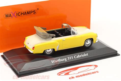 On car.info you can look at specifications and statistics of wartburg 311 cabriolet 0.9 manual, 37hp, 1957. Minichamps 1:43 Wartburg 311 Cabriolet year 1958 yellow ...