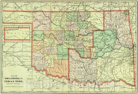 Historic Map 1903 Map Of Oklahoma And Indian Ters Vintage Wall Art