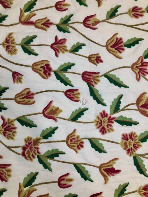 Multicolor Crewel Kf 010 Embroidered Crewel Fabric By The Yard