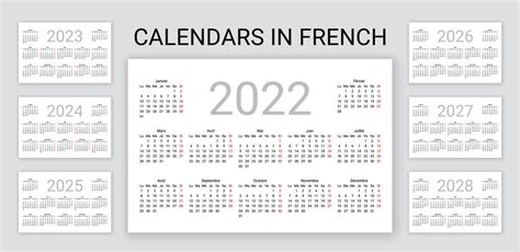 Calendrier Français 2022 2023 2024 2025 2026 2027 2028 Ans La
