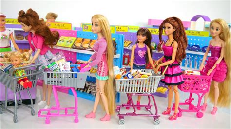 Barbie Doll Supermarket Grocery Shopping Poupée Supermarché