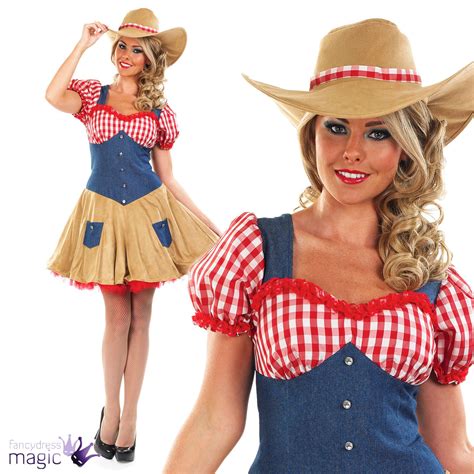 Ladies Womens Cowgirl Wild West Cowboy Fancy Dress Costume Outfit Uk 8
