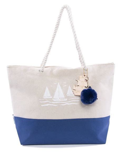 Tote Beach Bag By Pier 17 For Travel And Beach With Zipper And Pockets