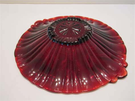 Vintage Royal Ruby Red Glass Bowl Depression Era Glass Old Etsy