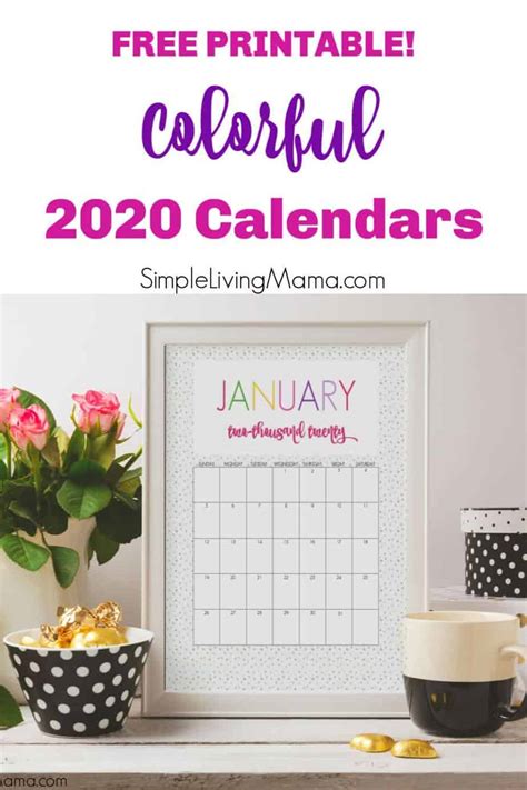 Printable Colorful 2020 Calendars Simple Living Mama