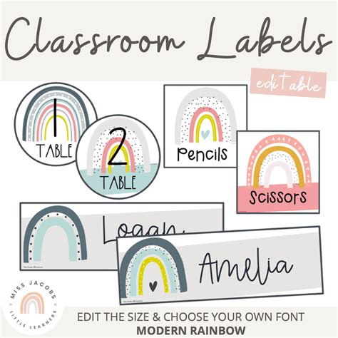 Modern Rainbow Classroom Labels Editable Supply Labels And Student N
