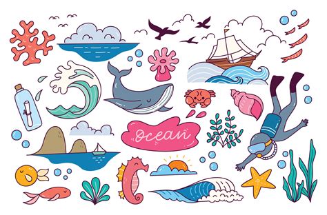World Ocean Day Doodle Element Graphic By Big Barn Doodles · Creative
