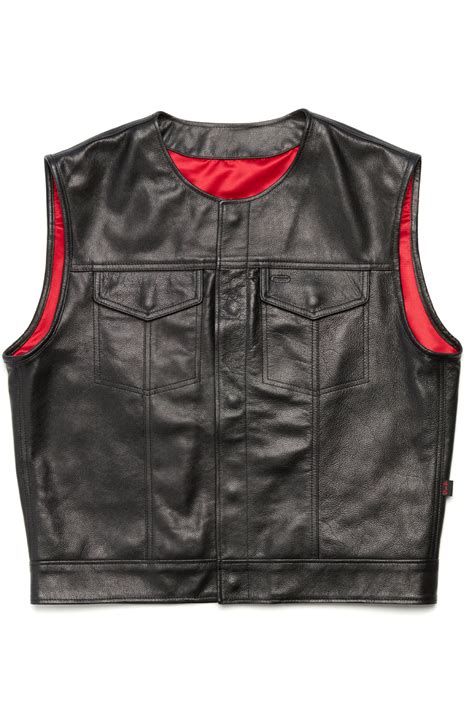 415 Leather Club Style Snap Vest No Collar 415 Clothing Inc