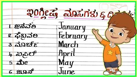 12 Months Of The Year In Kannada Calendar 12 Masagalu In Kannada