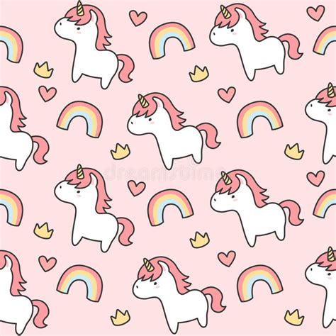 Cute Unicorn And Rainbow Seamless Pattern Background Stock Illustration