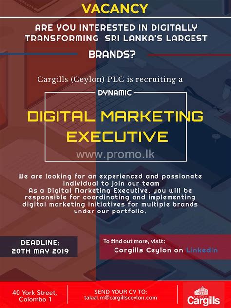Digital Marketing Executive At Cargills Ceylon Plc