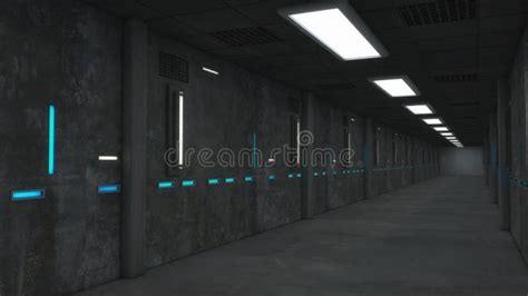 3d Render Interior Futuristic Hallway Stock Illustration