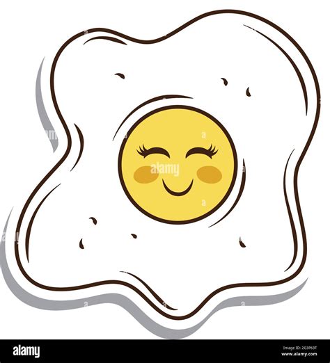 cute fried egg sticker stock vector image and art alamy