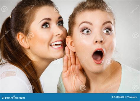 Two Women Telling Gossip Stock Photo Image Of Whispering 94496508