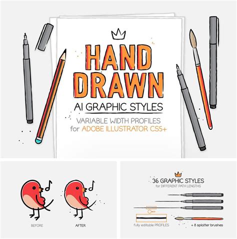 Hand Drawn Illustrator Styles And Brushes