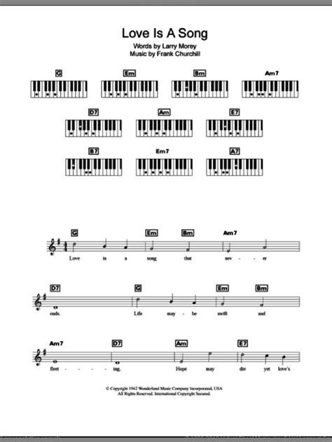 Book of music that i'll be using for piano, it's very easy to read music so feel free to use. Churchill - Love Is A Song (from Walt Disney's Bambi) sheet music for piano solo (chords, lyrics ...