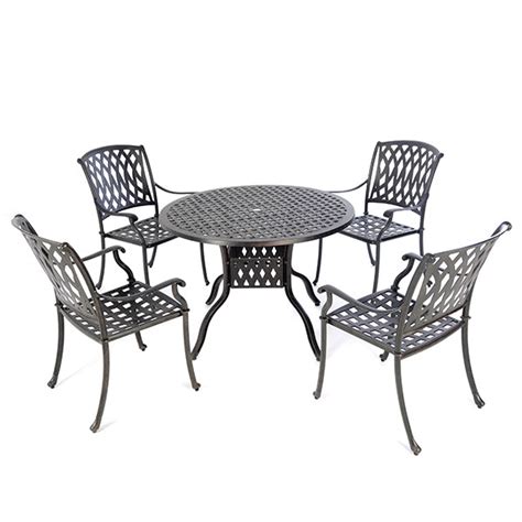 For unmatched ease of ownership and care, you can count on a variety of beautiful outdoor table and chairs options from design warehouse. 106 Table 4 Venetian Chairs Bronze No Cushions - Outside ...