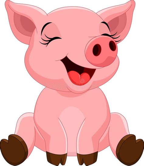 Cute Pig Cartoon Sitting Stock Illustration Illustration