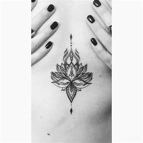 Sternum Lotus Tattoo Lotus Tattoo Simple Tattoos Tattoos