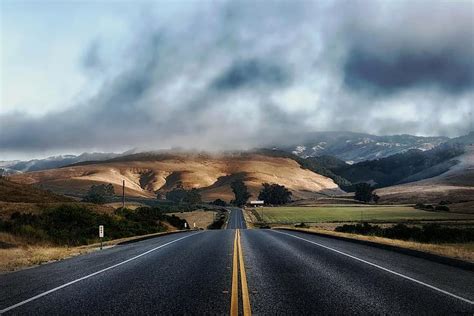 California Road Highway Hills Landscape Scenic Roadside Sky